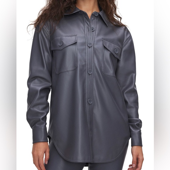 Good American Jackets & Blazers - Good American Like New Better Than Leather Faux Leather Shacket